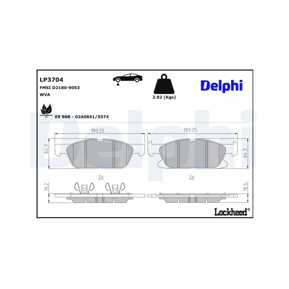 DELPHI LP3704 Bremsbelagsatz, Scheibenbremse f&uuml;r FORD USA, Vorderachse