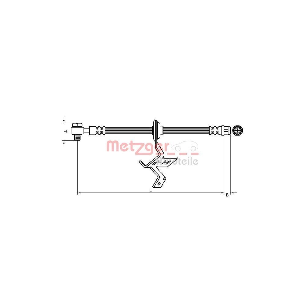 Bremsschlauch METZGER 4116208 f&uuml;r MERCEDES-BENZ, Vorderachse links