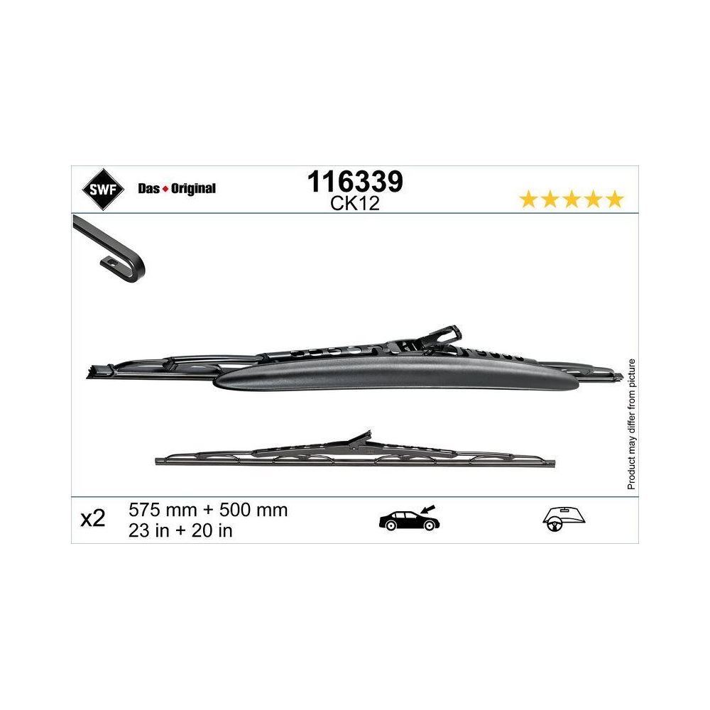 Wischblatt SWF 116339 DAS ORIGINAL SET für BMW BMW (BRILLIANCE), vorne