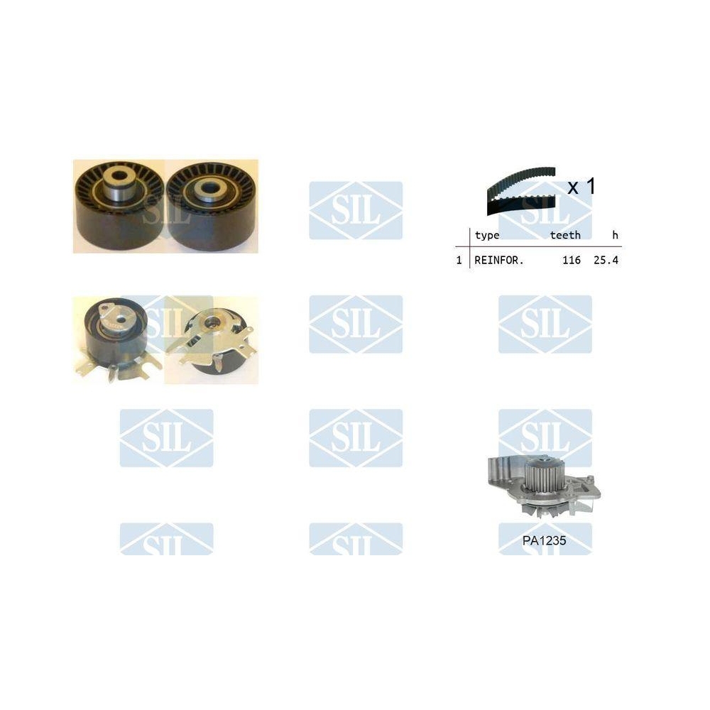 Wasserpumpe + Zahnriemensatz Saleri SIL K1PA1235 f&uuml;r ALFA ROMEO CITRO&Euml;N FIAT
