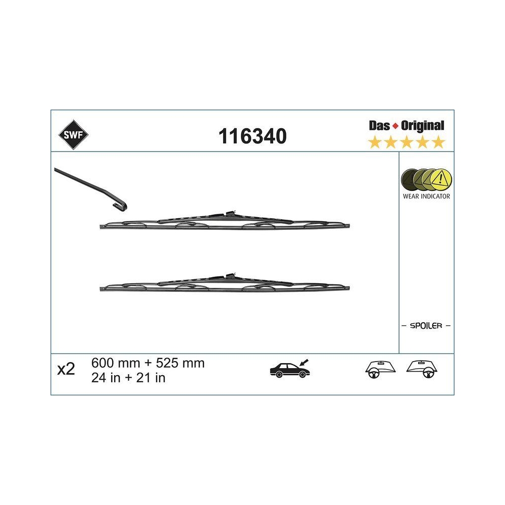 Wischblatt SWF 116340 DAS ORIGINAL SET für OPEL RENAULT, vorne
