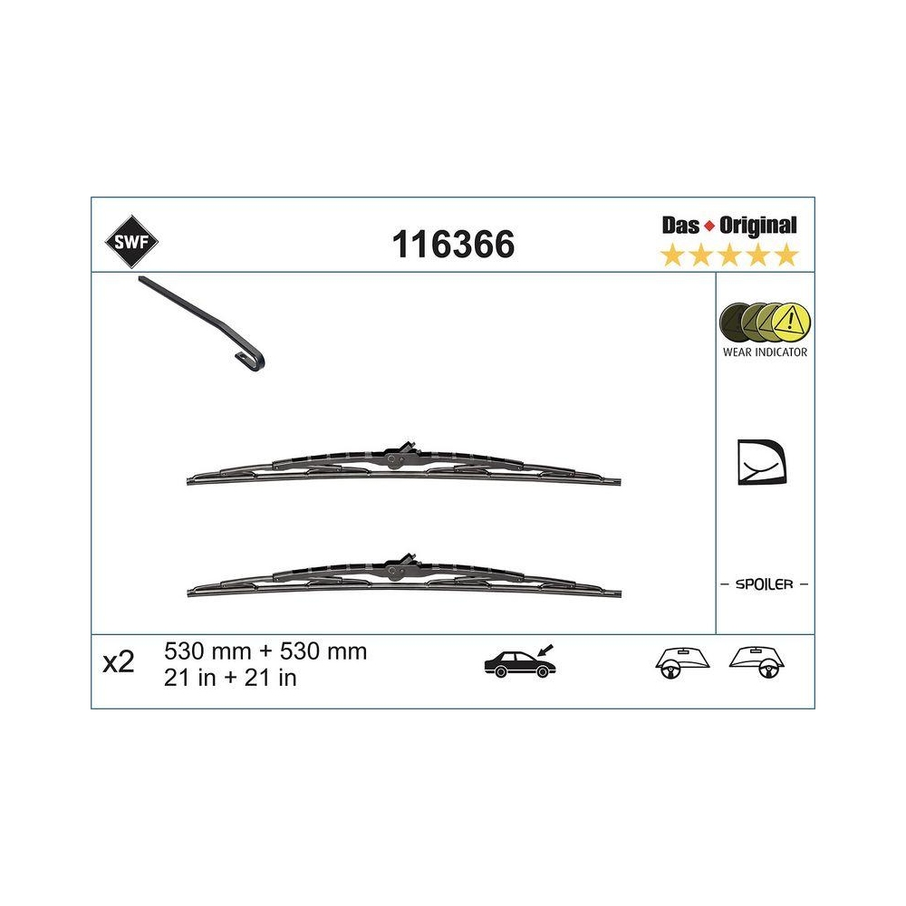 Wischblatt SWF 116366 DAS ORIGINAL SET für, vorne
