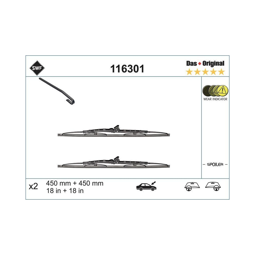 Wischblatt SWF 116301 DAS ORIGINAL SET für, vorne