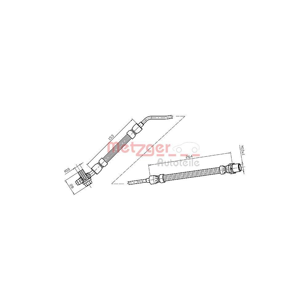 Bremsschlauch METZGER 4116216 f&uuml;r BMW, Hinterachse links