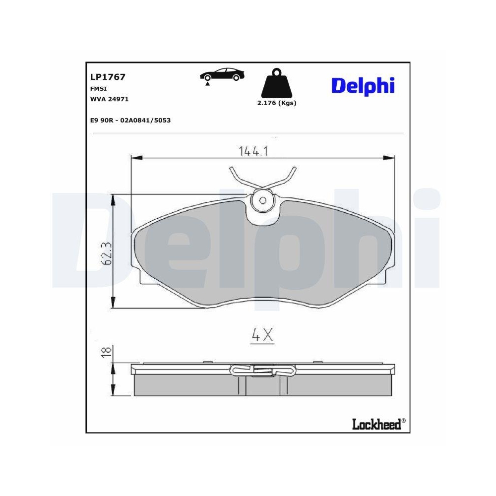DELPHI LP1767 Bremsbelagsatz, Scheibenbremse f&uuml;r RENAULT, Vorderachse