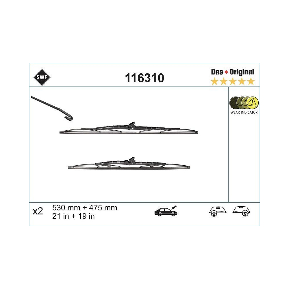 Wischblatt SWF 116310 DAS ORIGINAL SET für, vorne