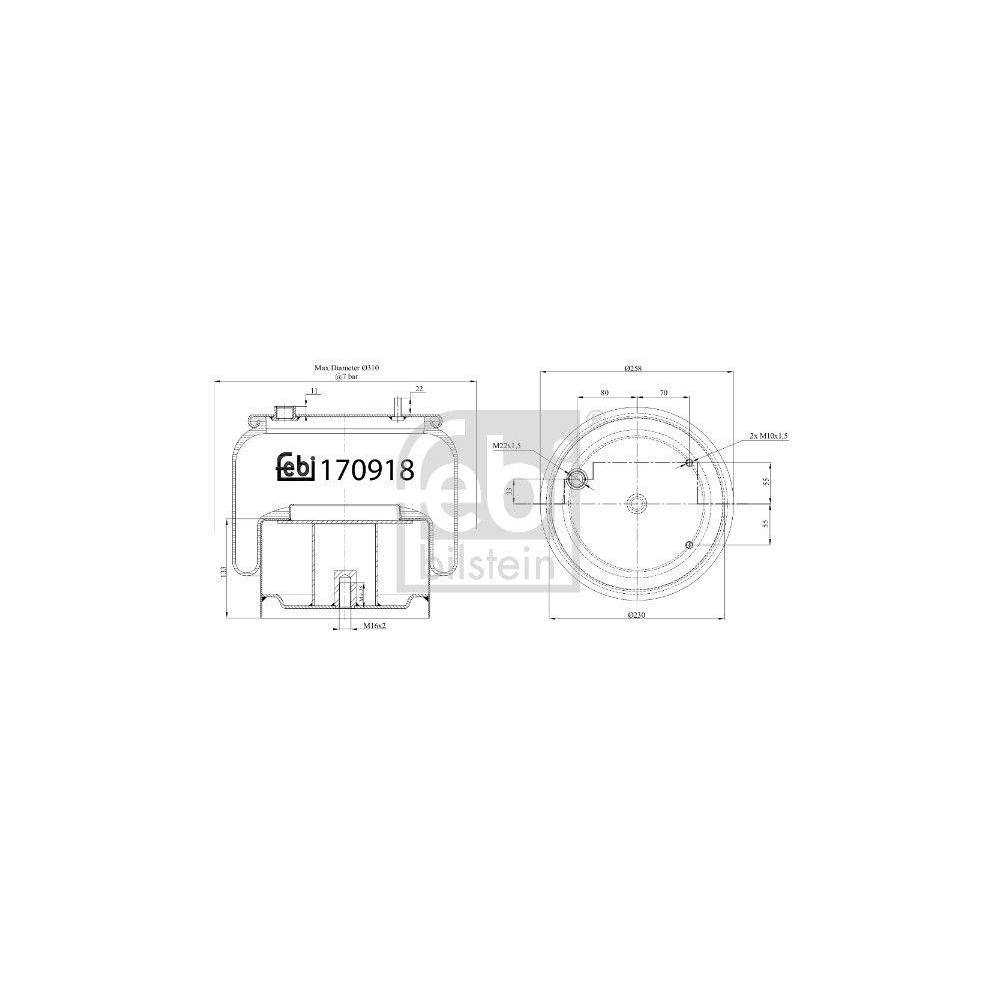 Federbalg, Luftfederung FEBI BILSTEIN 170918 für DAF, Hinterachse