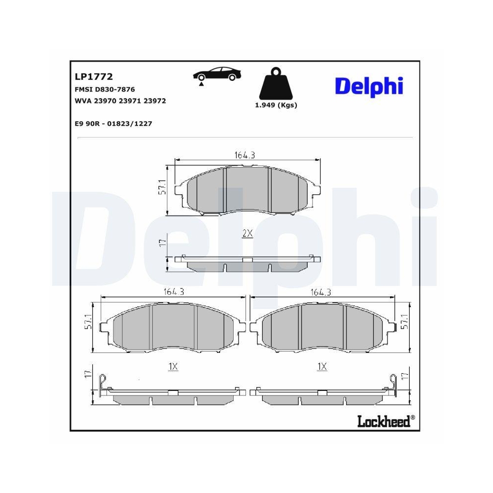 DELPHI LP1772 Bremsbelagsatz, Scheibenbremse f&uuml;r NISSAN, Vorderachse