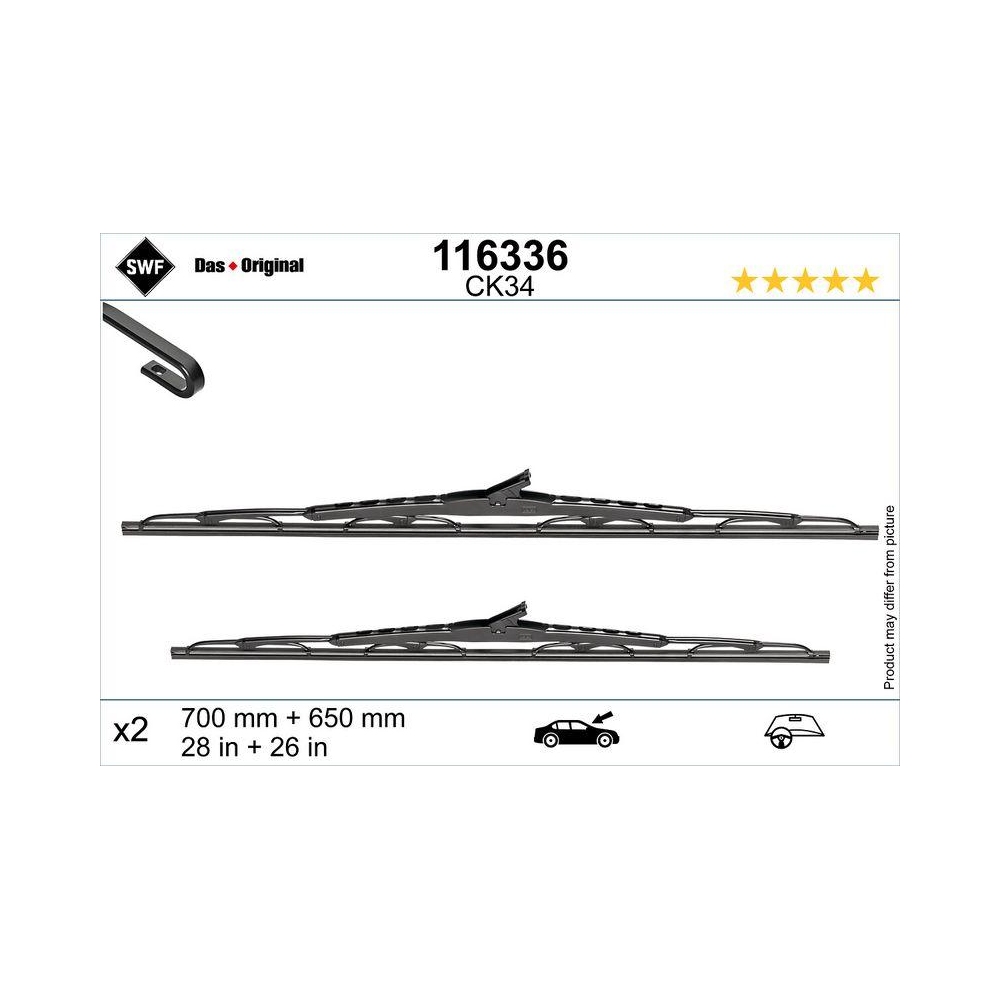 Wischblatt SWF 116336 DAS ORIGINAL SET für, vorne