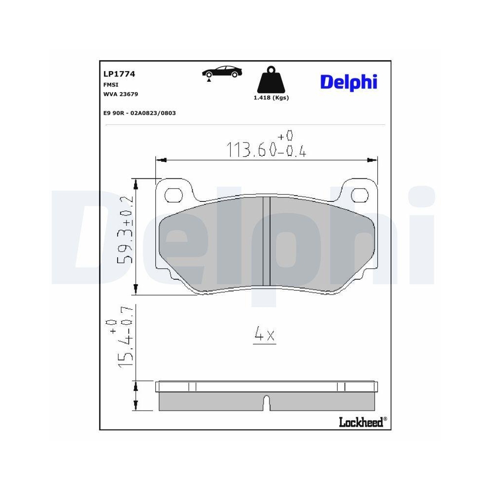 DELPHI LP1774 Bremsbelagsatz, Scheibenbremse f&uuml;r MG ROVER, Vorderachse