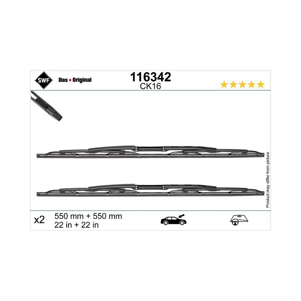 Wischblatt SWF 116342 DAS ORIGINAL SET für AUDI SEAT, vorne