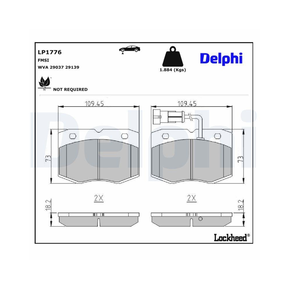DELPHI LP1776 Bremsbelagsatz, Scheibenbremse f&uuml;r IVECO, Vorderachse