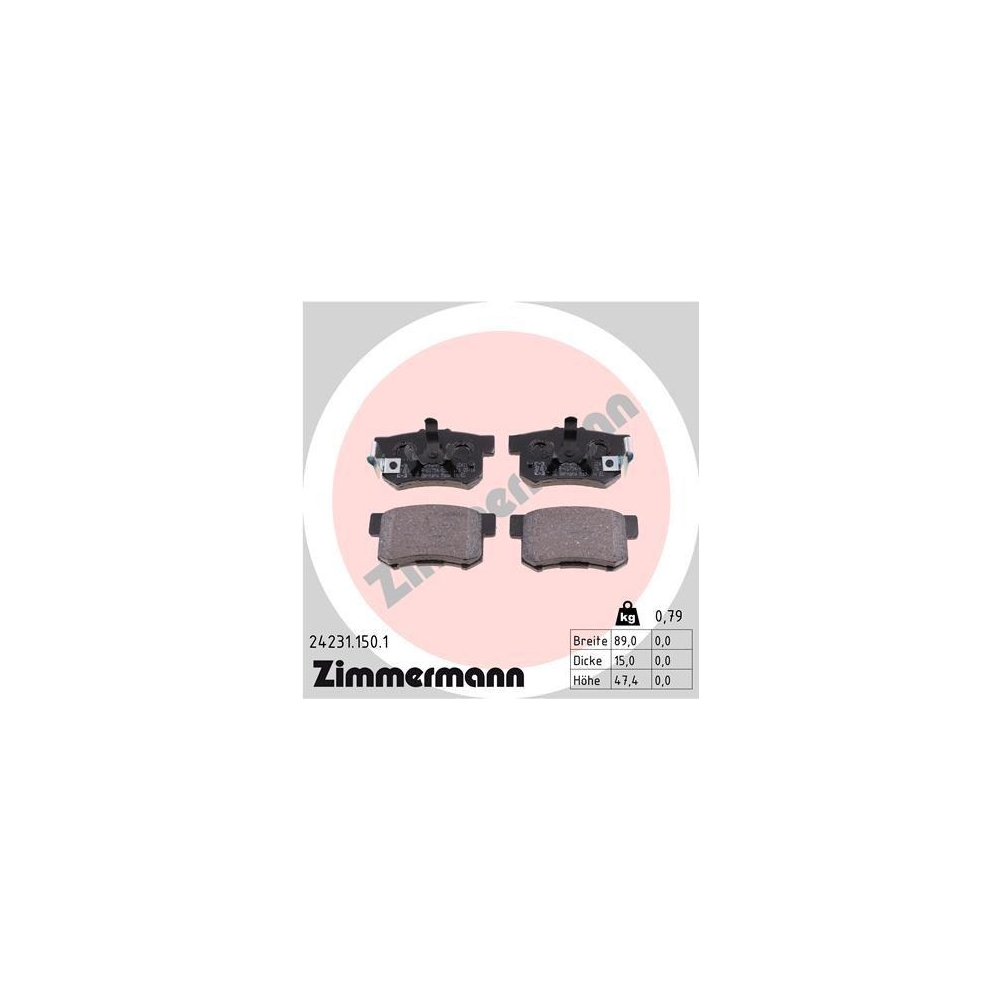 Bremsbelagsatz, Scheibenbremse ZIMMERMANN 24231.150.1 für HONDA ACURA