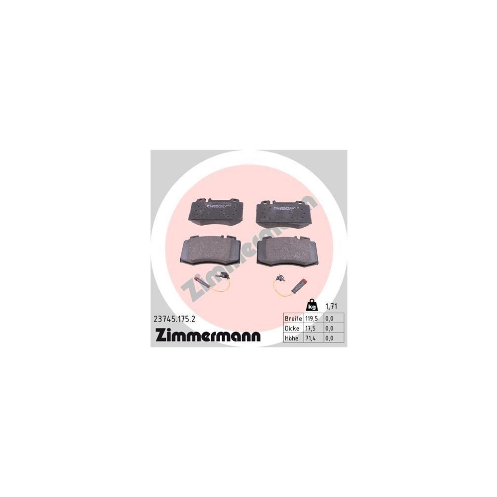 ZIMMERMANN 23745.175.2 Bremsbelagsatz, Scheibenbremse f&uuml;r MERCEDES-BENZ