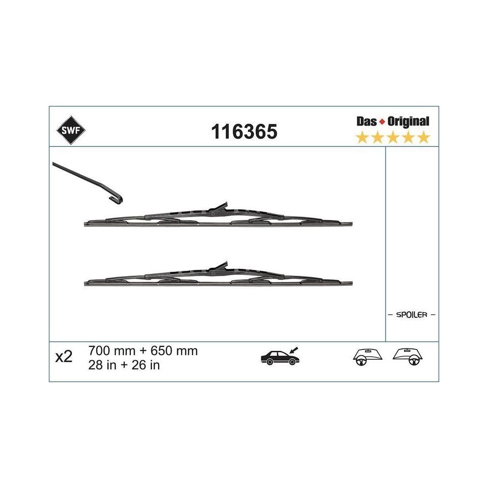 Wischblatt SWF 116365 DAS ORIGINAL SET für, vorne