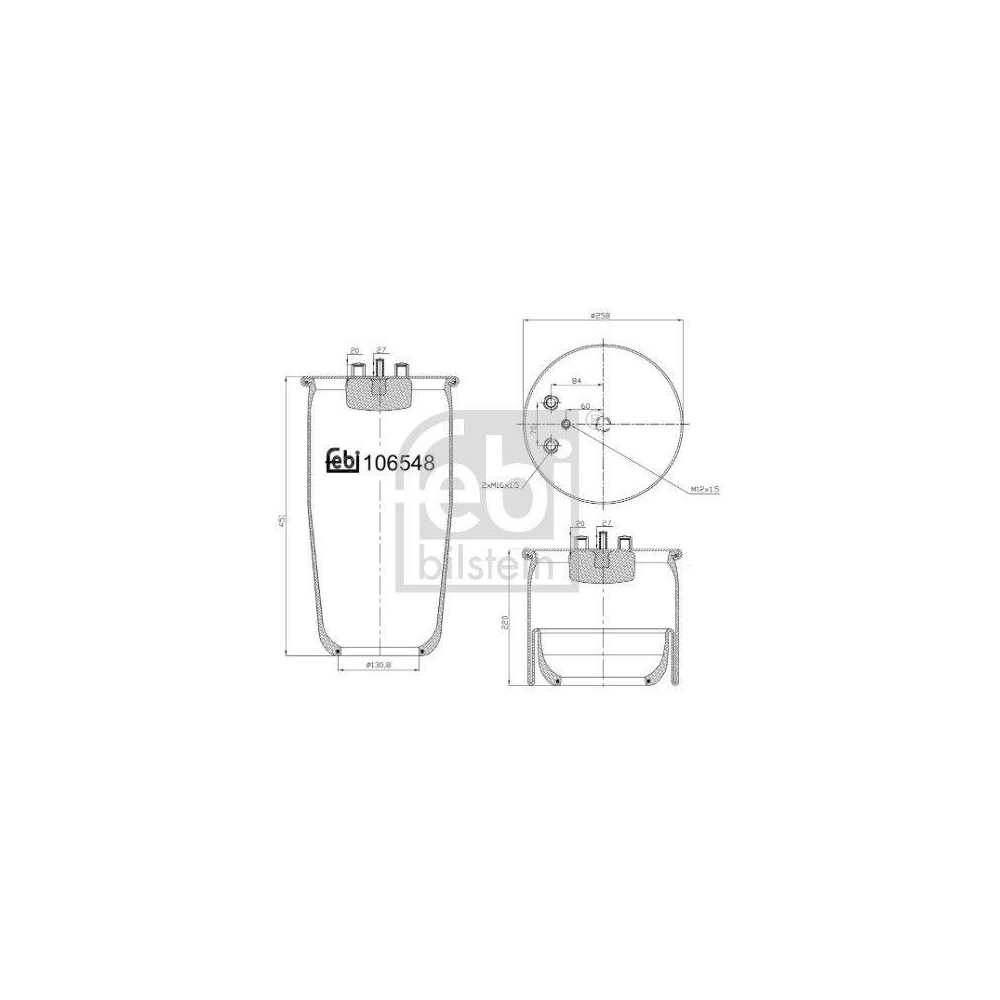 Federbalg, Luftfederung FEBI BILSTEIN 106548 für MAN, Hinterachse