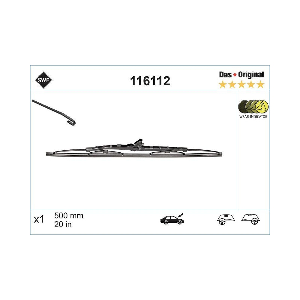 Wischblatt SWF 116112 DAS ORIGINAL SINGLE für ALFA ROMEO BMW FIAT RENAULT TOYOTA