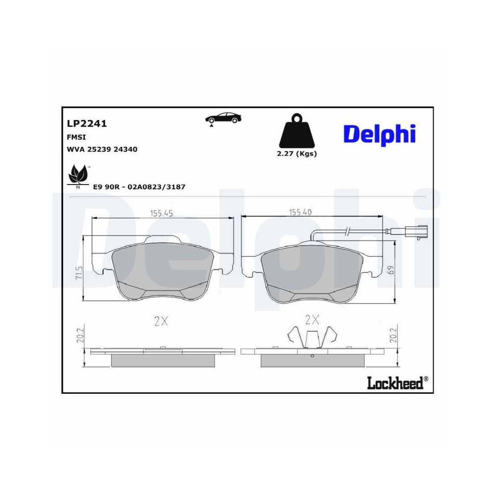 DELPHI LP2241 Bremsbelagsatz, Scheibenbremse f&uuml;r ALFA ROMEO, Vorderachse