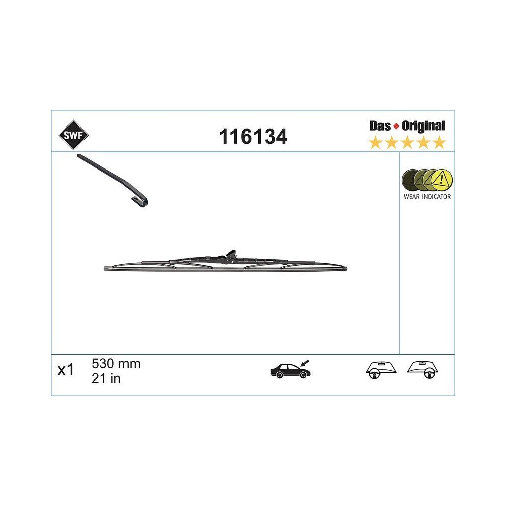 Wischblatt SWF 116134 DAS ORIGINAL SINGLE für AUDI CHRYSLER CITROËN MITSUBISHI