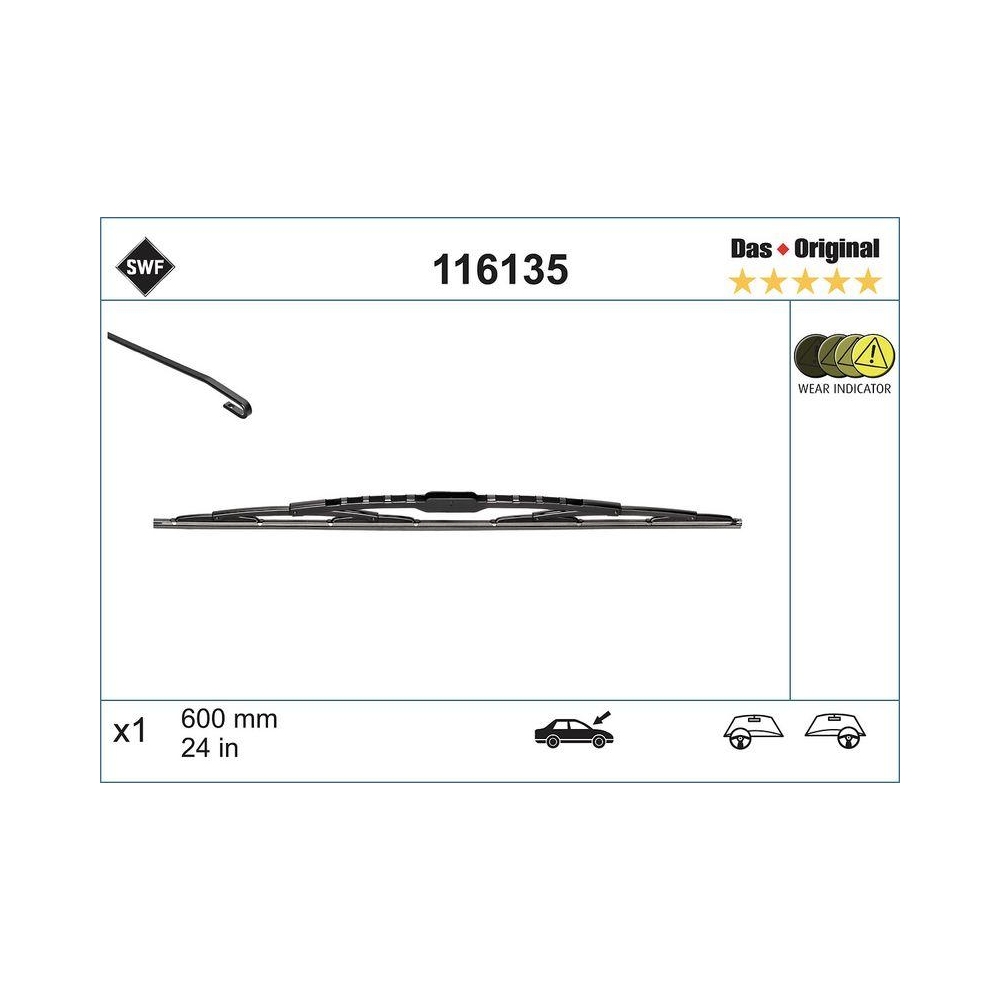 Wischblatt SWF 116135 DAS ORIGINAL SINGLE für MERCEDES-BENZ, fahrerseitig, mitte