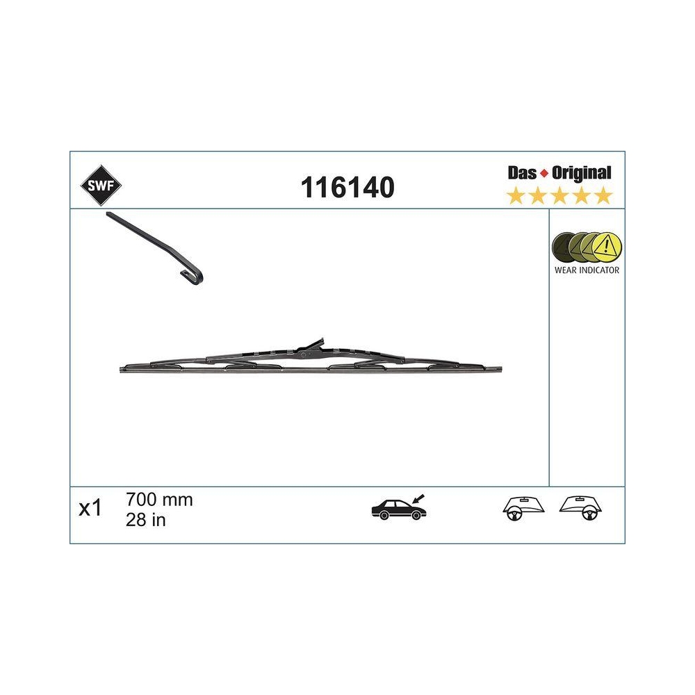 Wischblatt SWF 116140 DAS ORIGINAL SINGLE für, beifahrerseitig, fahrerseitig
