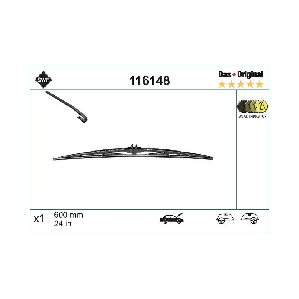 Wischblatt SWF 116148 DAS ORIGINAL SINGLE für BMW CITROËN NISSAN SSANGYONG