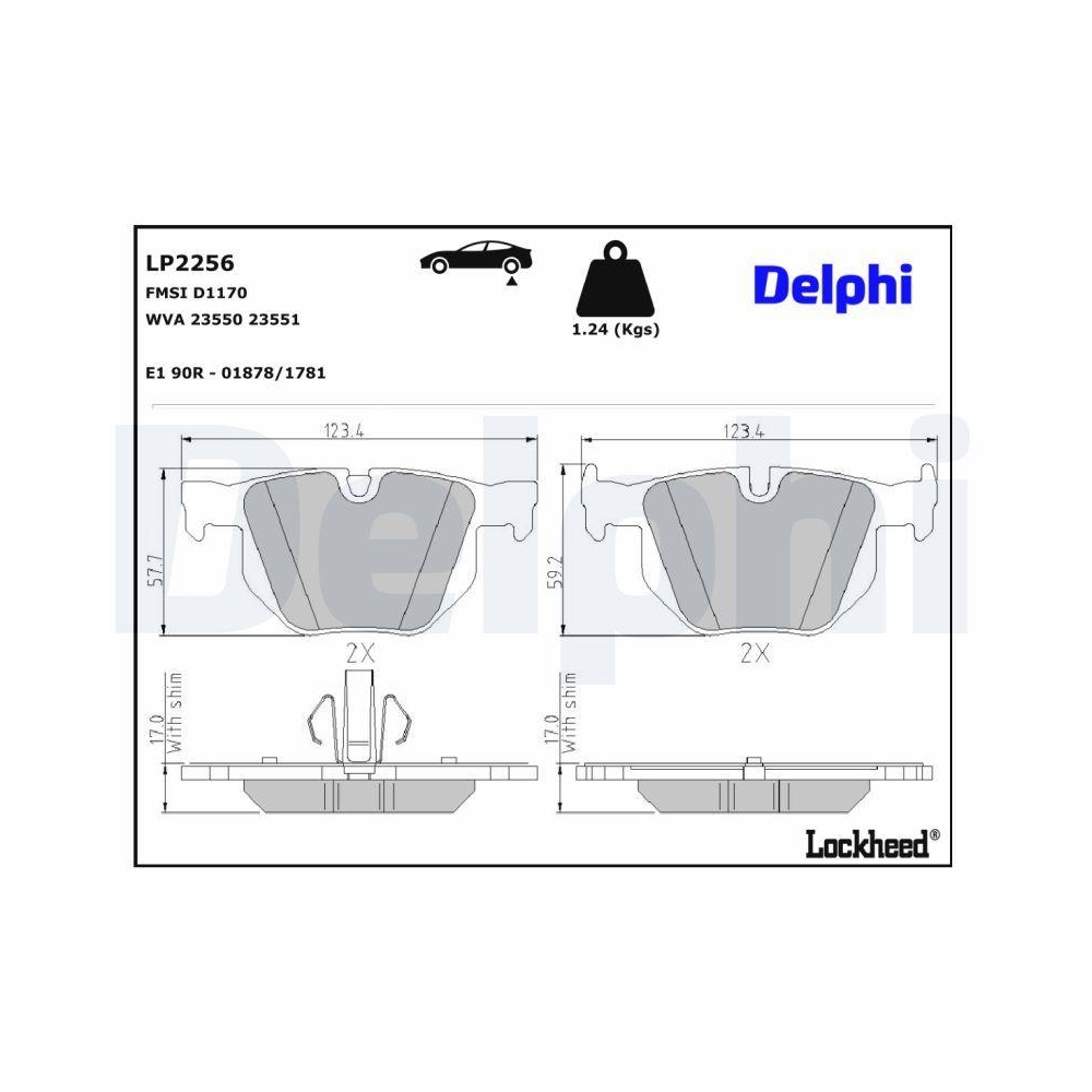DELPHI LP2256 Bremsbelagsatz, Scheibenbremse f&uuml;r BMW BMW (BRILLIANCE)