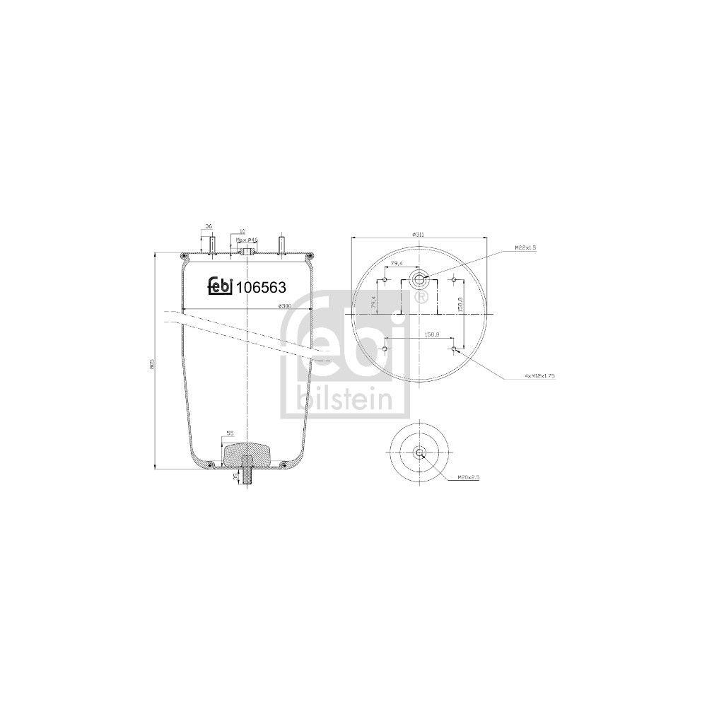 Federbalg, Luftfederung FEBI BILSTEIN 106563 für SAF