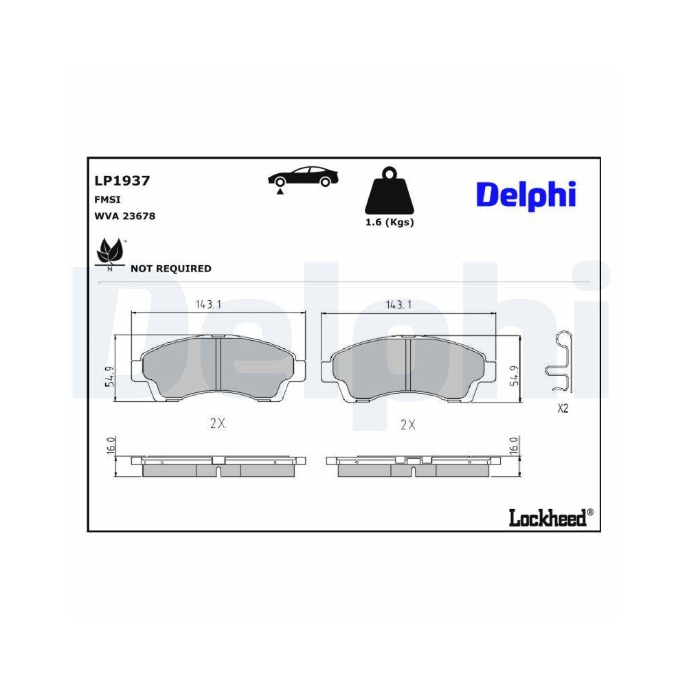 DELPHI LP1937 Bremsbelagsatz, Scheibenbremse f&uuml;r MAZDA, Vorderachse