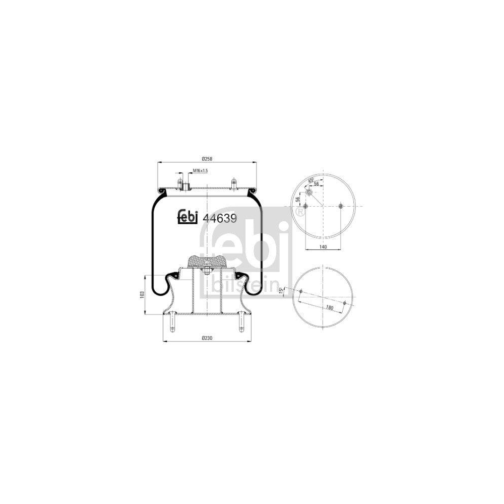 FEBI BILSTEIN Federbalg, Luftfederung 44639 für SCANIA, Vorderachse