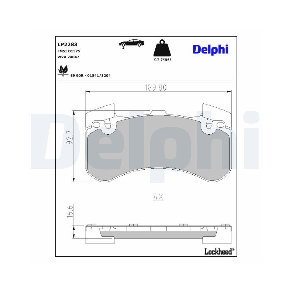 DELPHI LP2283 Bremsbelagsatz, Scheibenbremse f&uuml;r AUDI, Vorderachse