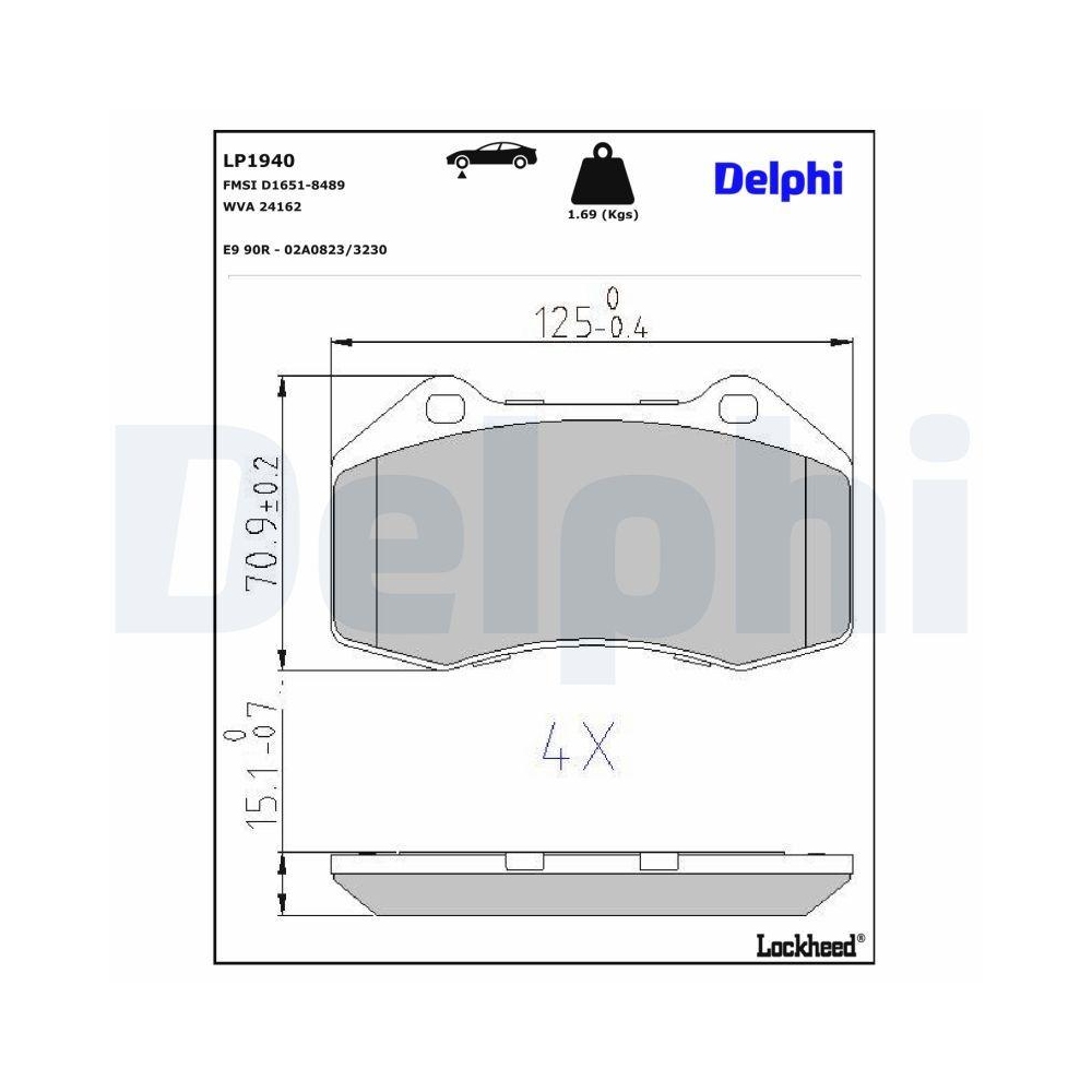 DELPHI LP1940 Bremsbelagsatz, Scheibenbremse f&uuml;r RENAULT ALPINE, Vorderachse