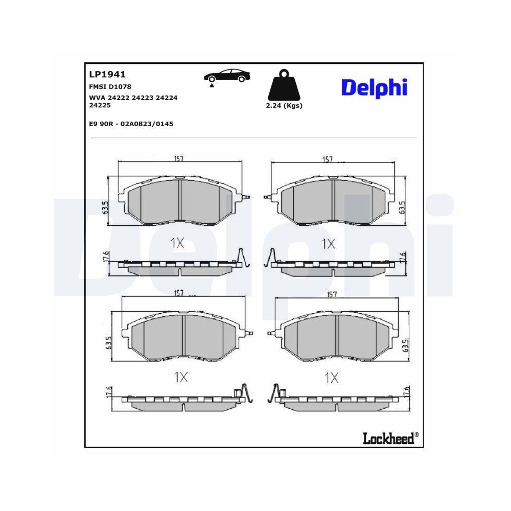 DELPHI LP1941 Bremsbelagsatz, Scheibenbremse f&uuml;r SUBARU, Vorderachse