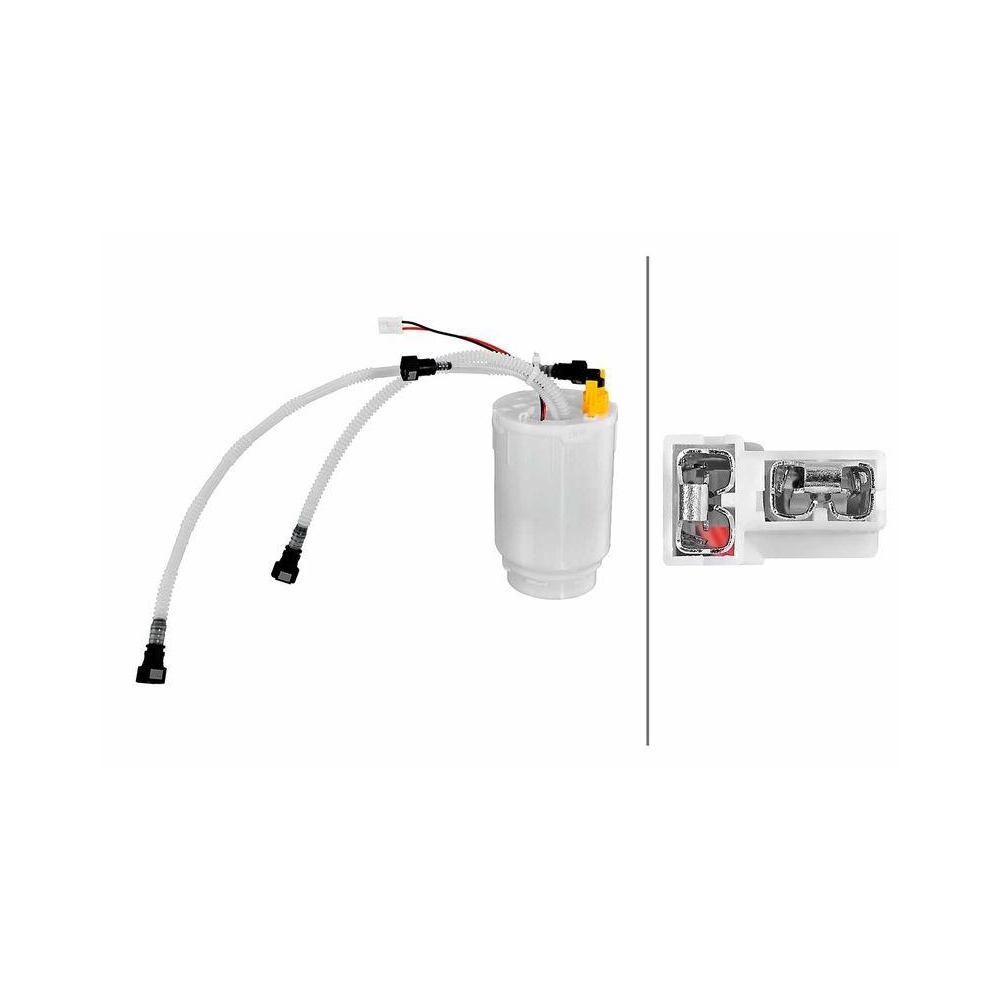 HELLA Schlingertopf, Kraftstoffpumpe 8TF 358 306-431 f&uuml;r AUDI PORSCHE, links