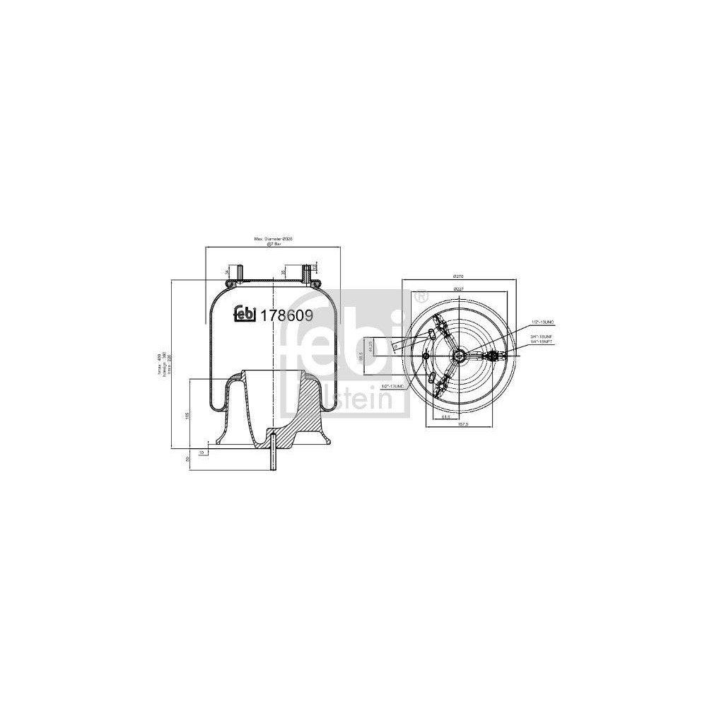 Federbalg, Luftfederung FEBI BILSTEIN 178609 für VOLVO FREIGHTLINER, Hinterachse