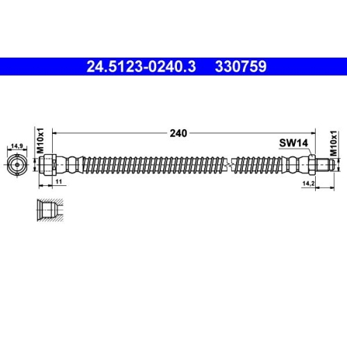 Bremsschlauch ATE 24.5123-0240.3 f&uuml;r MERCEDES-BENZ, Hinterachse