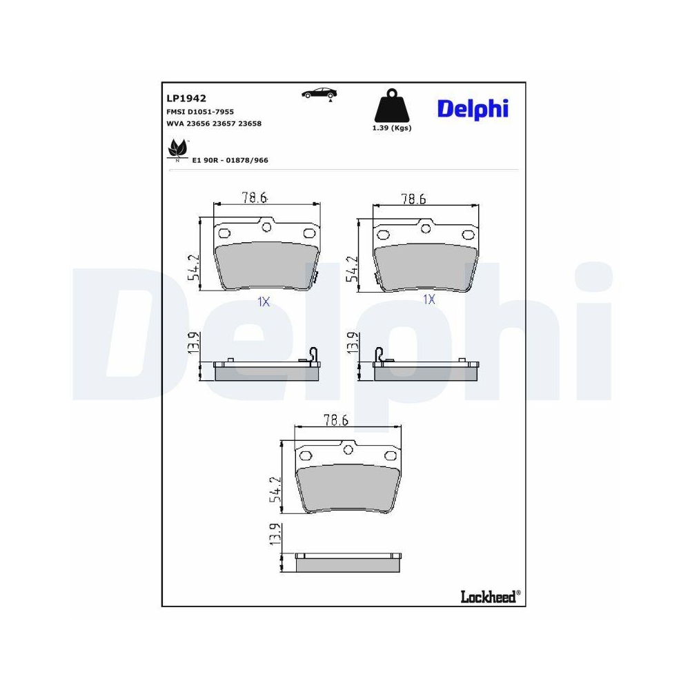DELPHI LP1942 Bremsbelagsatz, Scheibenbremse f&uuml;r TOYOTA CHERY, Hinterachse