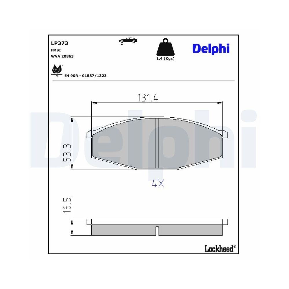 DELPHI LP373 Bremsbelagsatz, Scheibenbremse f&uuml;r NISSAN, Vorderachse