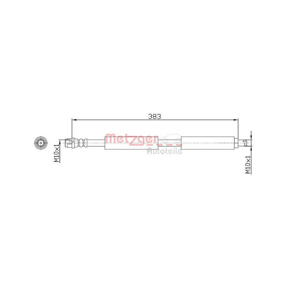 Bremsschlauch METZGER 4118574 f&uuml;r MERCEDES-BENZ, Vorderachse links