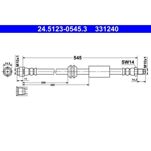 Bremsschlauch ATE 24.5123-0545.3 f&uuml;r MERCEDES-BENZ, Vorderachse
