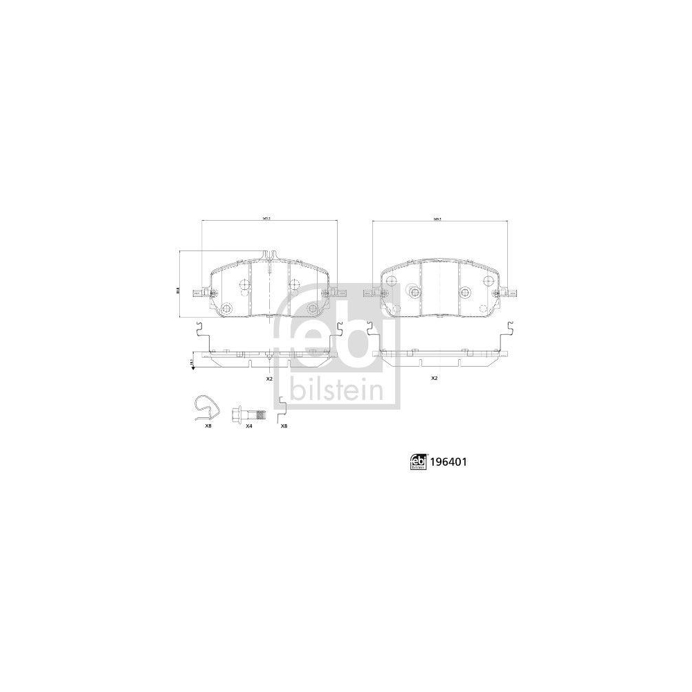 FEBI BILSTEIN Bremsbelagsatz, Scheibenbremse 196401 f&uuml;r MERCEDES-BENZ