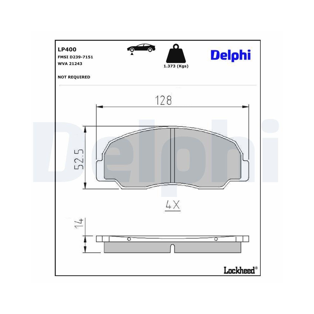 DELPHI LP400 Bremsbelagsatz, Scheibenbremse f&uuml;r DAIHATSU MAZDA, Vorderachse