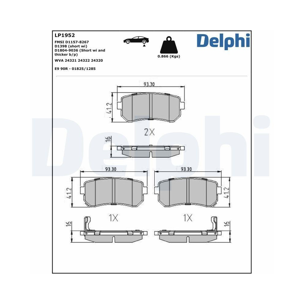 DELPHI LP1952 Bremsbelagsatz, Scheibenbremse f&uuml;r HYUNDAI KIA HYUNDAI (BEIJING)