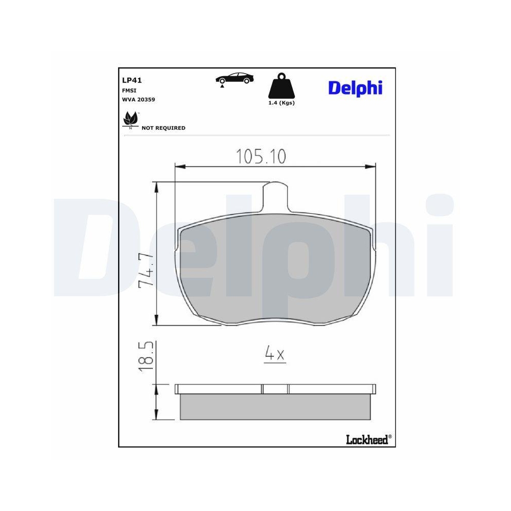 DELPHI LP41 Bremsbelagsatz, Scheibenbremse für ALFA ROMEO DAF FIAT FORD IVECO