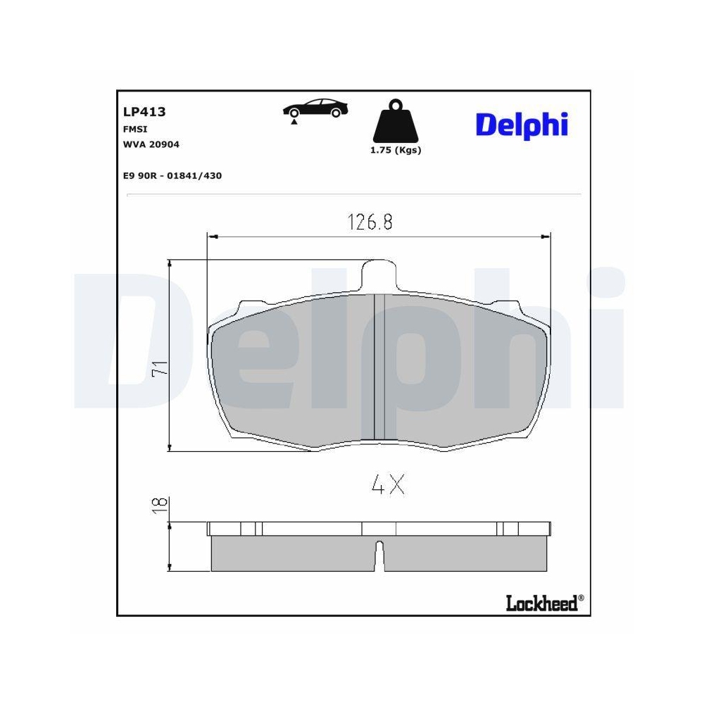 DELPHI LP413 Bremsbelagsatz, Scheibenbremse f&uuml;r DAF LEYLAND DAF LDV LAND ROVER