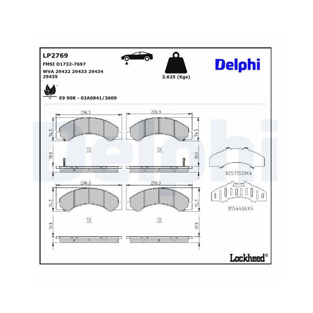 DELPHI LP2769 Bremsbelagsatz, Scheibenbremse f&uuml;r ISUZU TOYOTA, Hinterachse