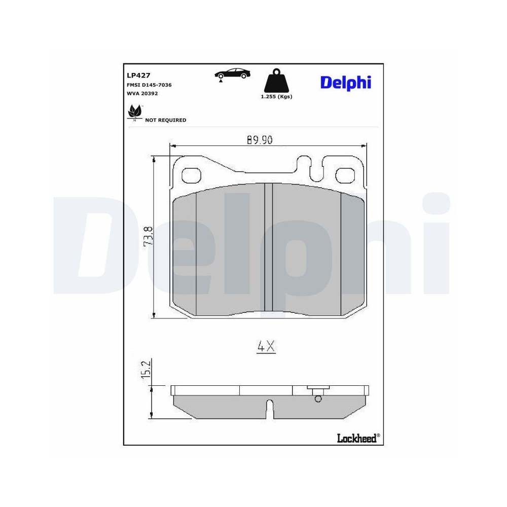 DELPHI LP427 Bremsbelagsatz, Scheibenbremse f&uuml;r MERCEDES-BENZ, Vorderachse