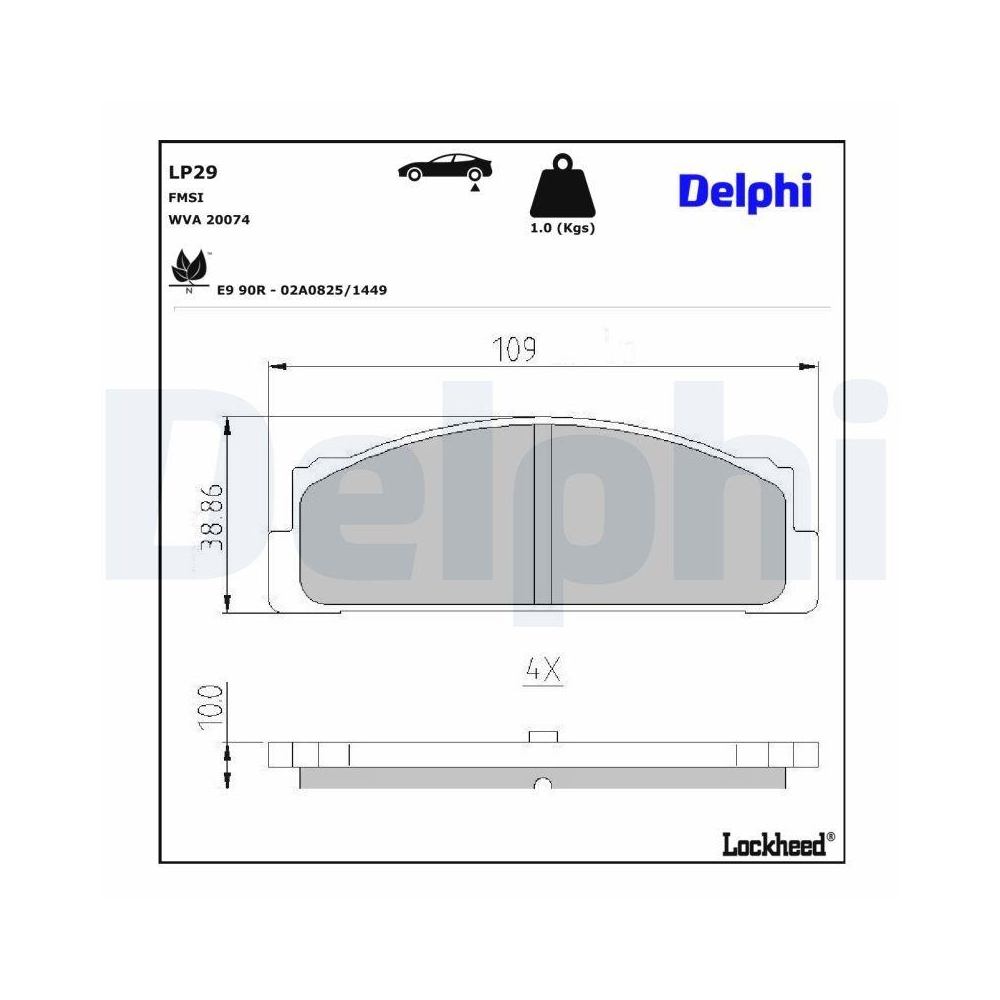 DELPHI LP29 Bremsbelagsatz, Scheibenbremse für FIAT LANCIA ROVER LEYLAND DAF FSO