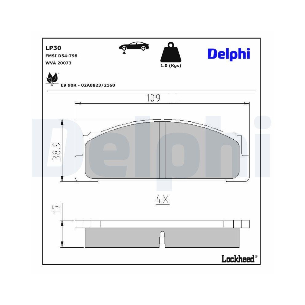 DELPHI LP30 Bremsbelagsatz, Scheibenbremse für FIAT LANCIA ROVER SEAT YUGO