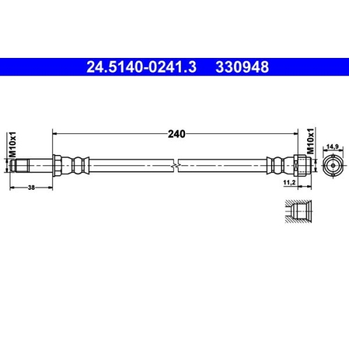 Bremsschlauch ATE 24.5140-0241.3 f&uuml;r VAG, Hinterachse links, am Bremssattel